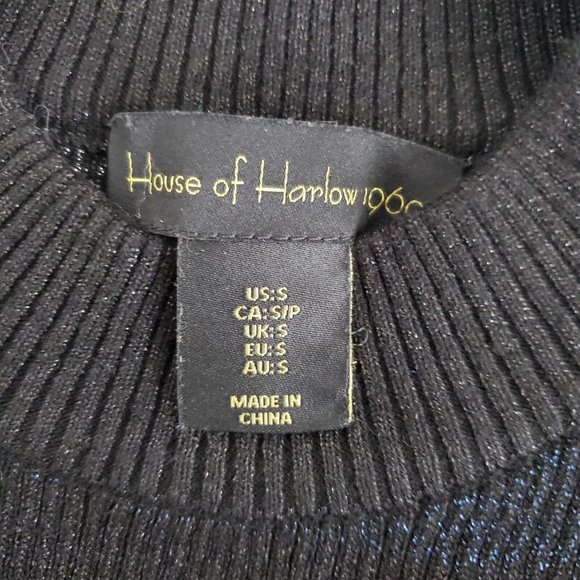 House Of Harlow 1960 Womens Metallic Ribbed Shimmer Sweater Size S Crop Pullover - Picture 3 of 9